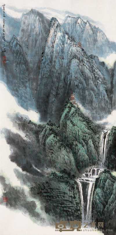 王文芳 1995年作 山高水长 立轴 136×67.5cm